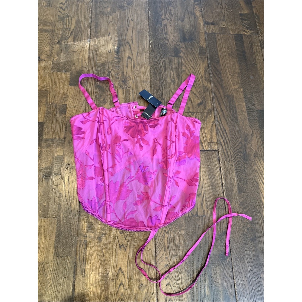 Torrid Underwire Burnout Satin Bustier Dazzle Rose Pink Size 1 NWT